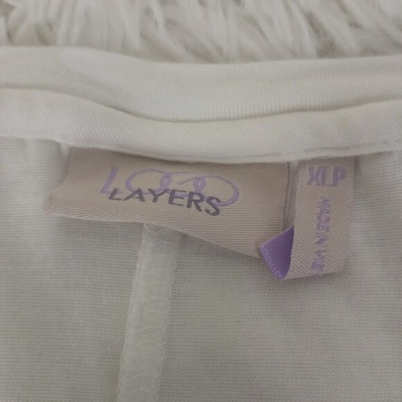 LOGO by Lori Goldstein Layers Sleeveless Top Solid White Ultra Soft XLP - Picture 2 of 5